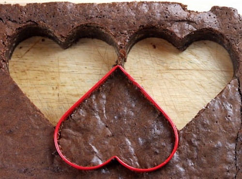 Cutting Brownies into Hearts with a cutter