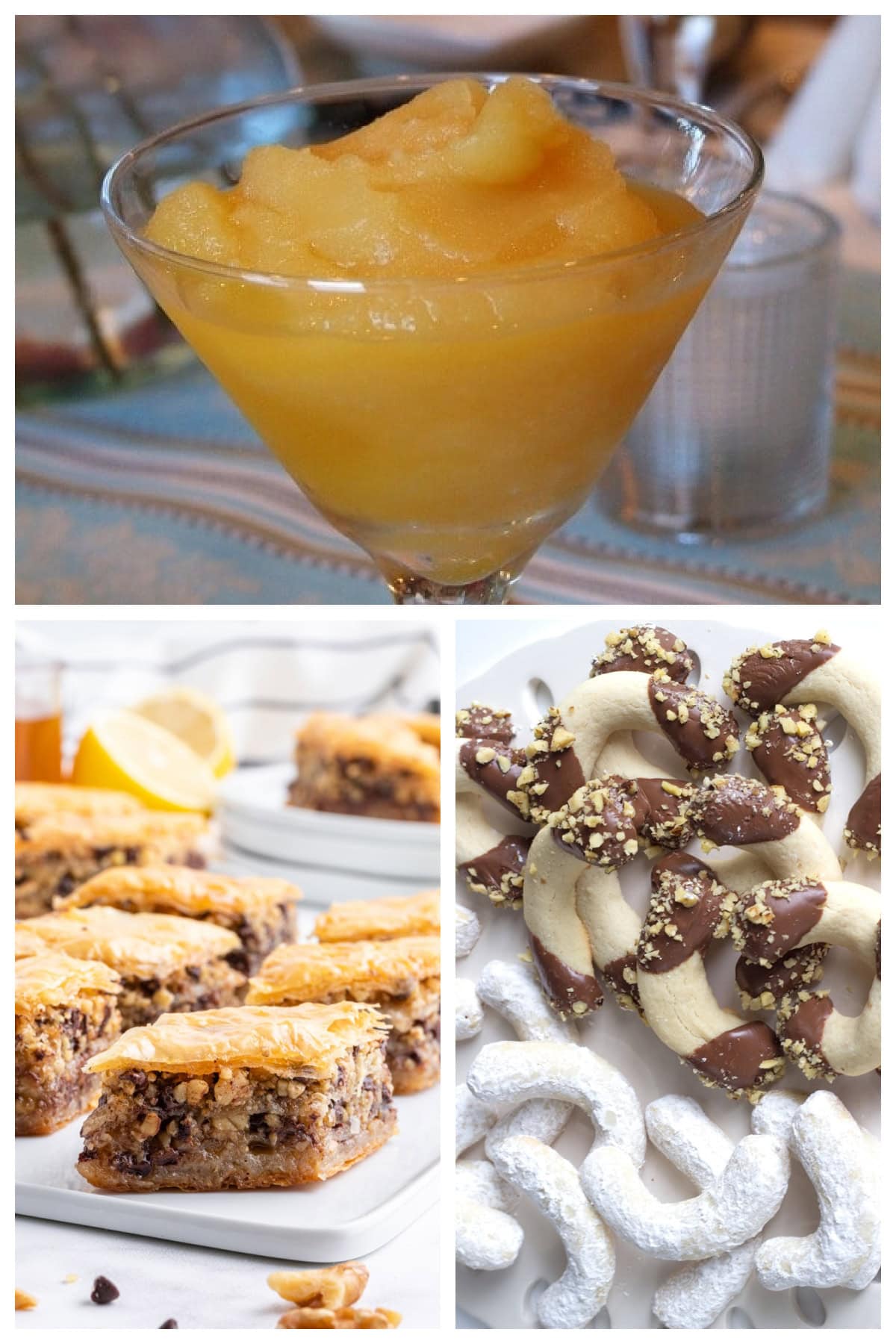 photos of three greek desserts