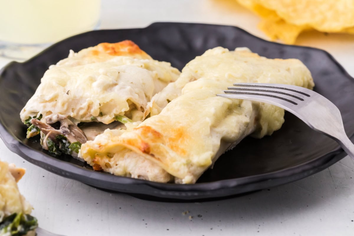 Creamy Chicken Spinach and Mushroom Enchiladas