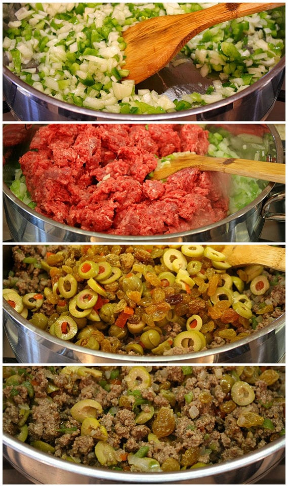 making the filling for beef empanadas