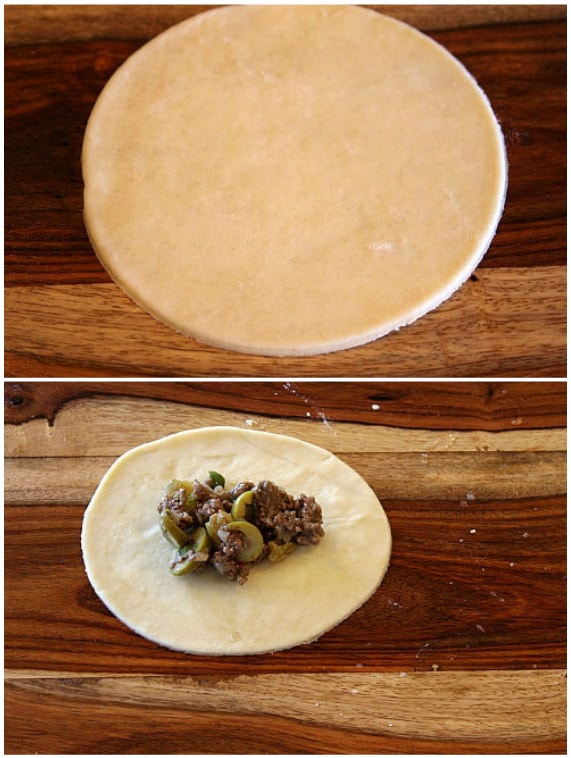 adding filling to beef empanadas