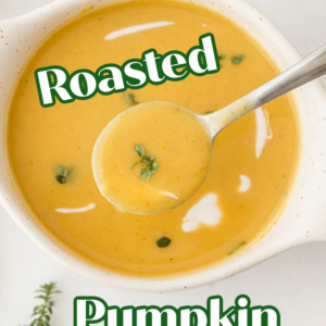 pinterest pin for roasted pumpkin bisque