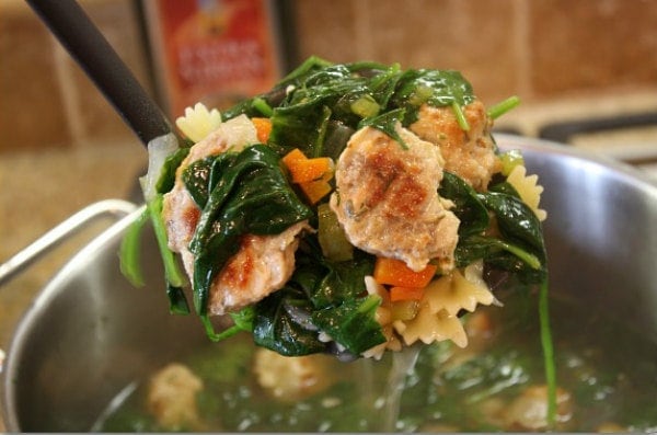 Ladle full of Italian Wedding Soup