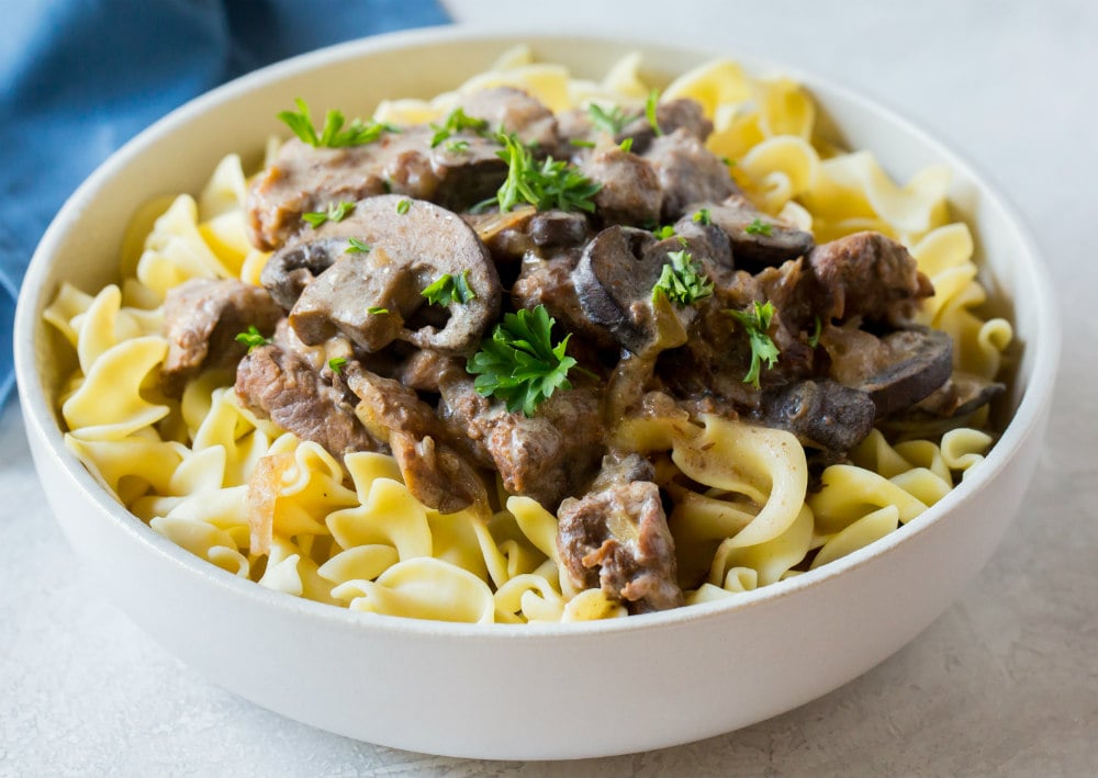 Lightened Up Slow Cooker Beef Stroganoff Image