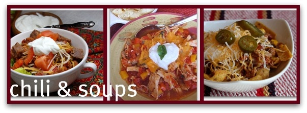 collage of chili and soup recipe