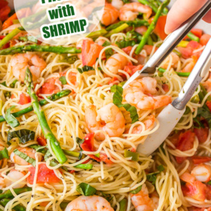 pinterest image for angel hair pasta with shrimp