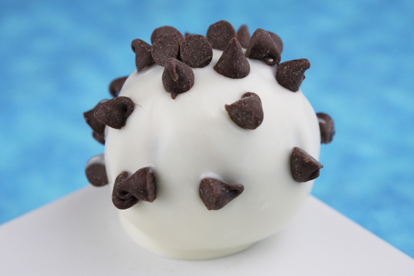 Chocolate Chip Cookie Dough Truffles made with White Chocolate and covered with mini chocolate chips