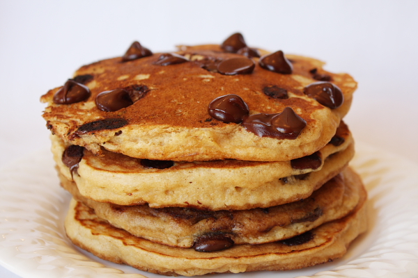 stack of chocolate chip pancakes