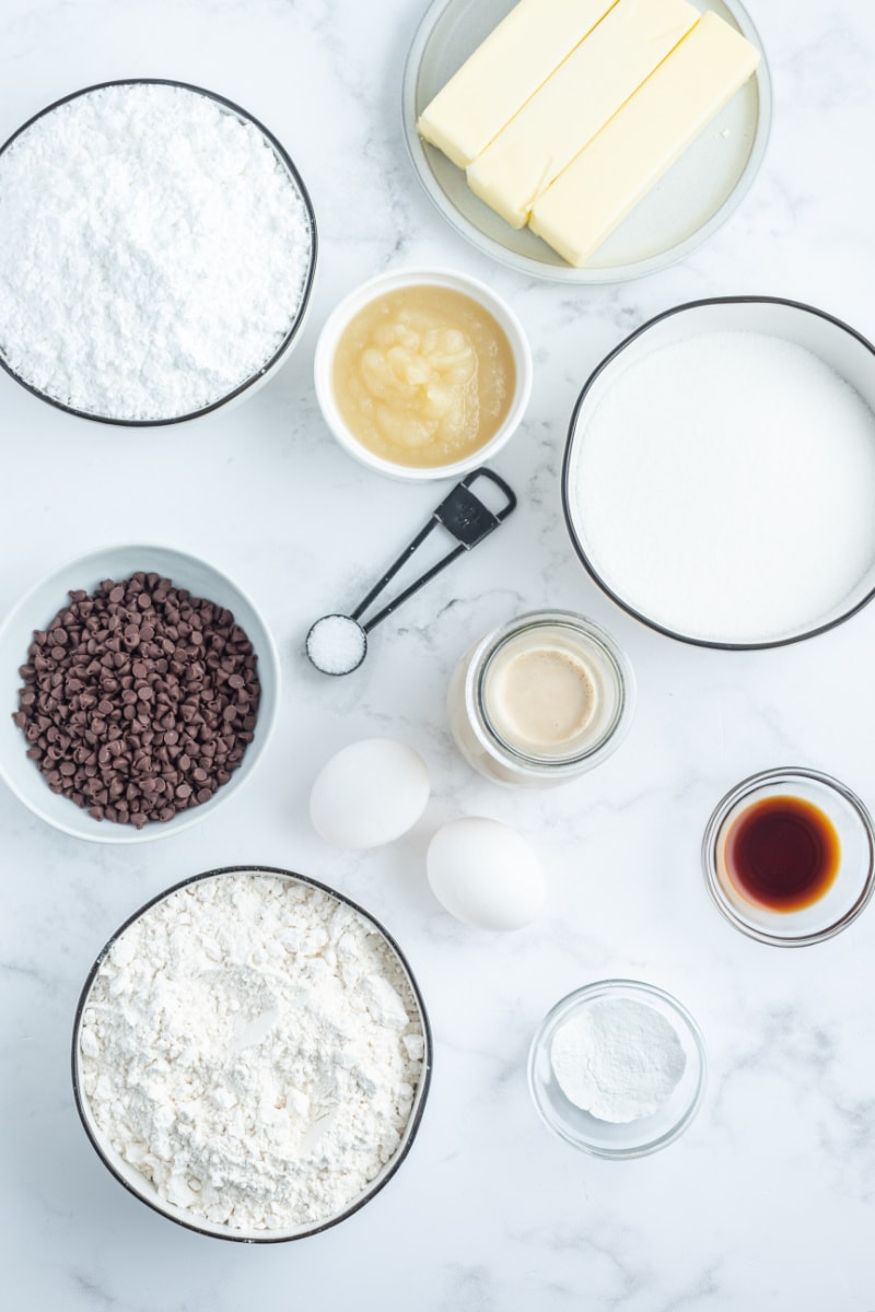 ingredients displayed for making irish cream cupcakes