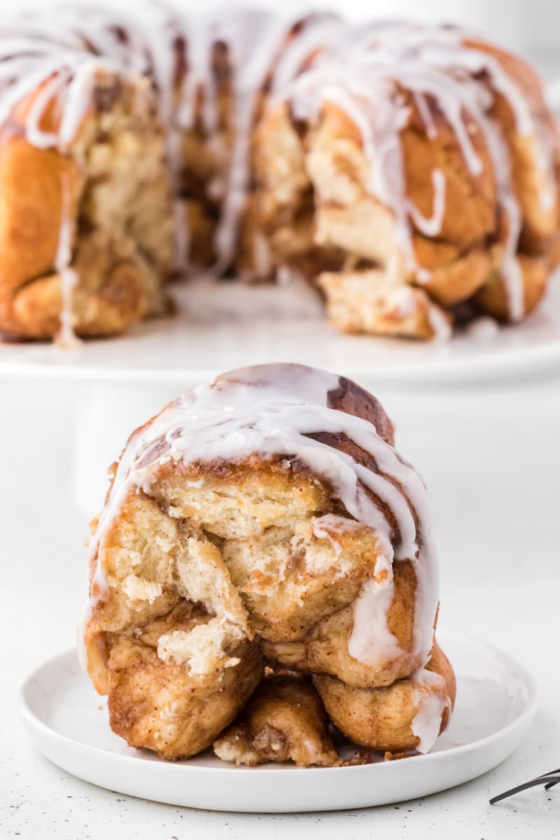 piece of monkey bread on a plate