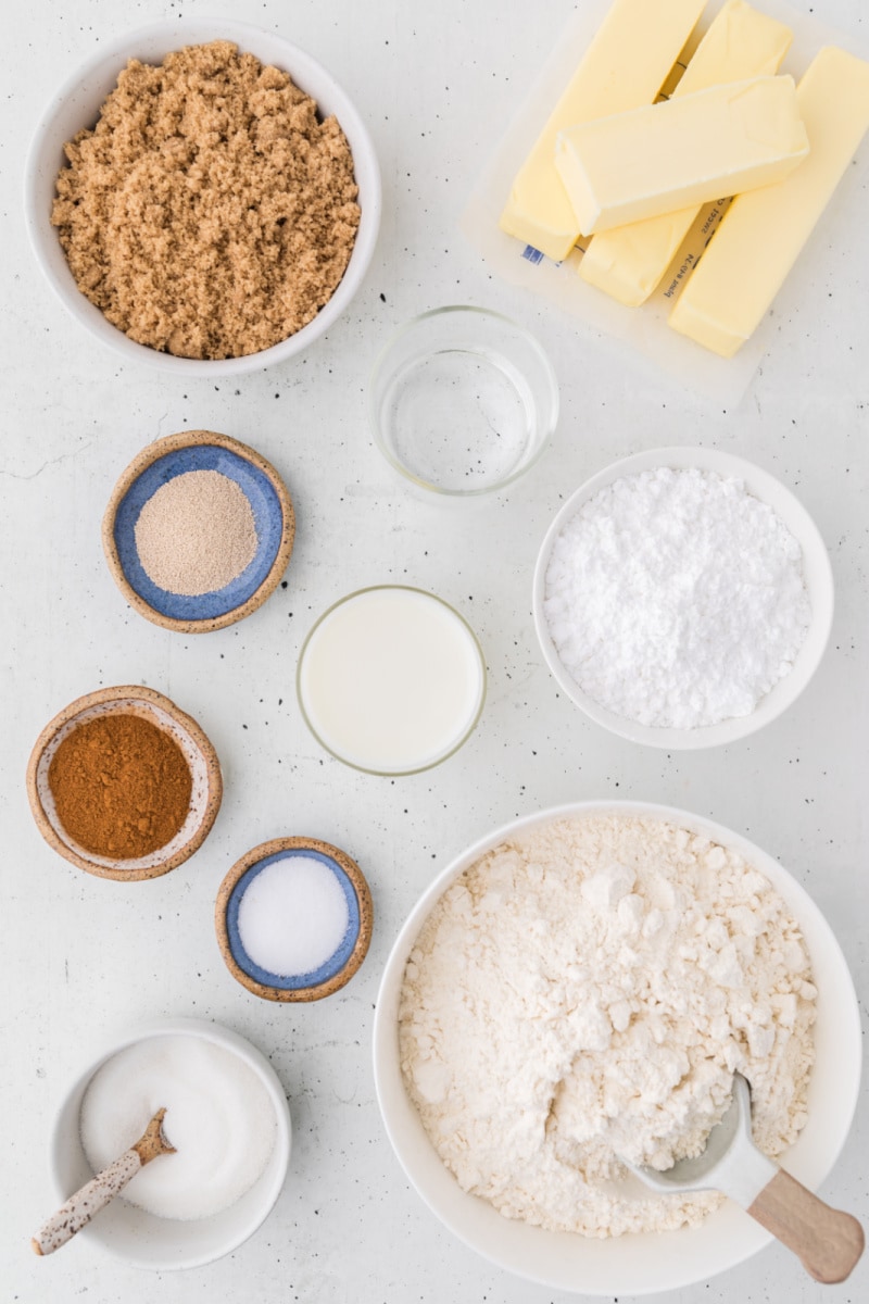 ingredients displayed for making monkey bread