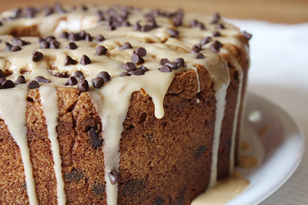 Chocolate Chip Peanut Butter Pound Cake with Peanut Butter Glaze