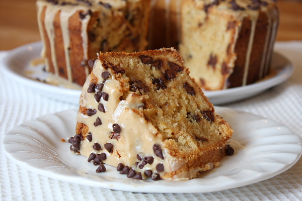 slice of Chocolate Chip Peanut Butter Pound Cake