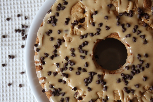 Chocolate Chip Peanut Butter Pound Cake with Peanut Butter Glaze