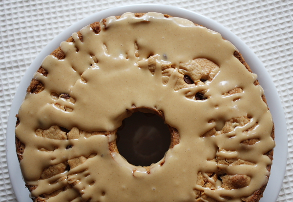 Chocolate Chip Peanut Butter Pound Cake with Peanut Butter Glaze