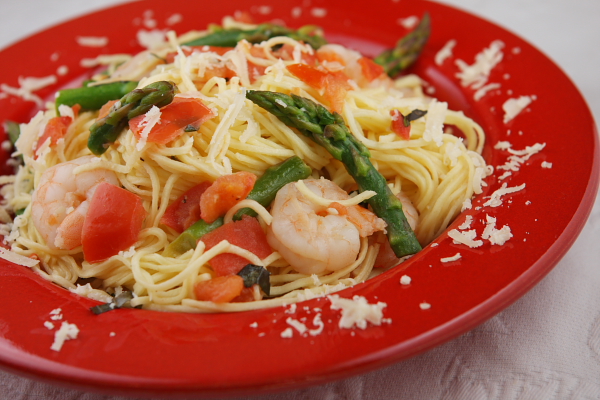 Angel Hair Pasta with Shrimp, Asparagus and Basil - Recipe Girl