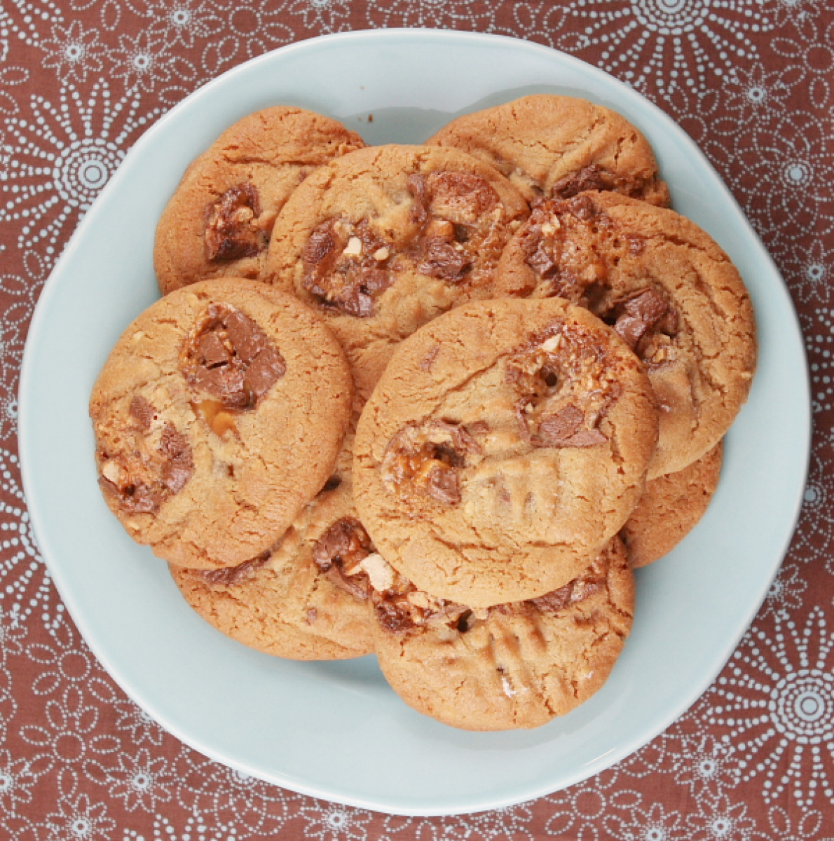 plate of snickers bar cookies