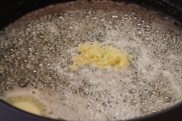 Baked Lemon Spaghetti 2 garlic in pan