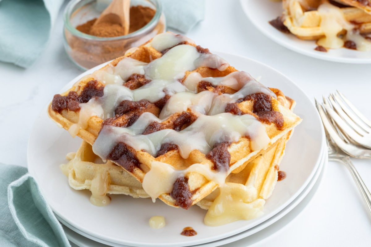 Cinnamon Roll Waffles [www.recipegirl.com]