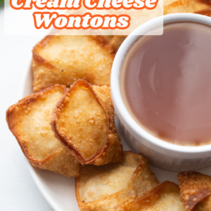 pinterest image for crab and cream cheese wontons