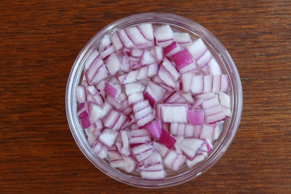 Chopped Red Onion in Bowl Chopped Red Onion in Bowl