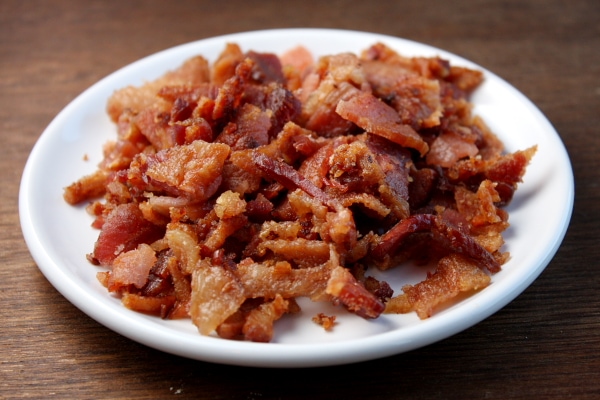 Cooked Bacon Cooked Bacon on white plate