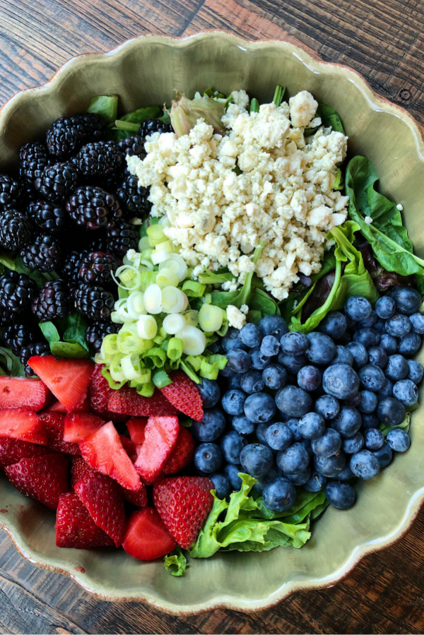 Triple Berry Salad with Gorgonzola Cheese