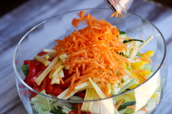 Thai Summer Salad recipe from RecipeGirl.com Adding carrots to Thai Summer Salad