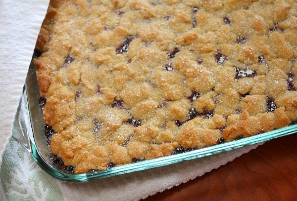 Pan of Blackberry Jam Shortbread Bars