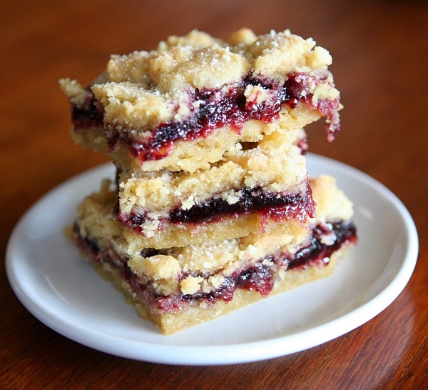 Stack of Blackberry Jam Shortbread Bars