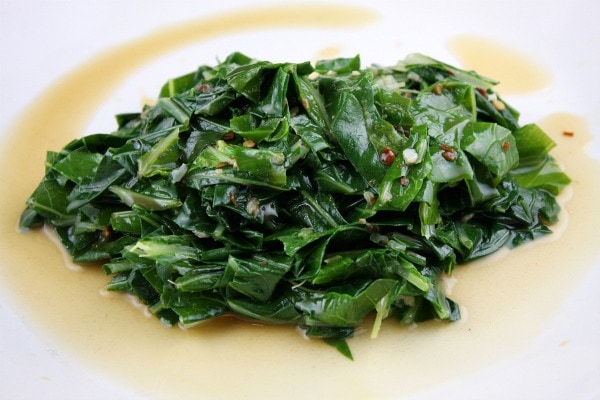 Braised Bok Choy on a plate