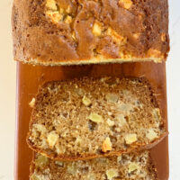 loaf of apple cider bread sliced open