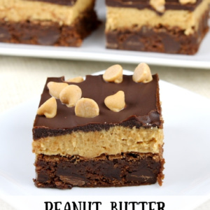 pinterest image for peanut butter cookie dough brownies