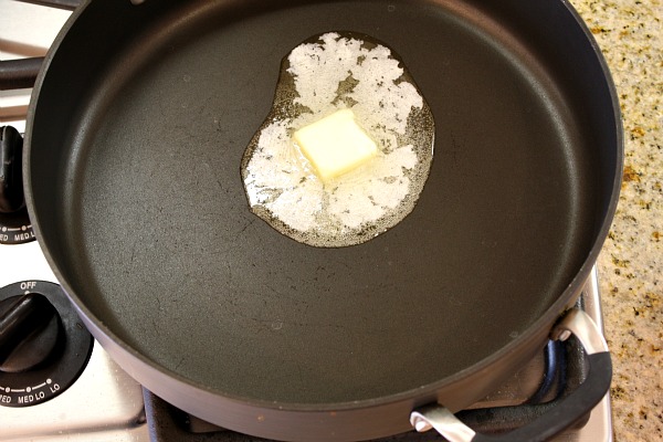 melting butter in a skillet