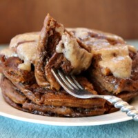 Gingerbread Cinnamon Roll Pancakes