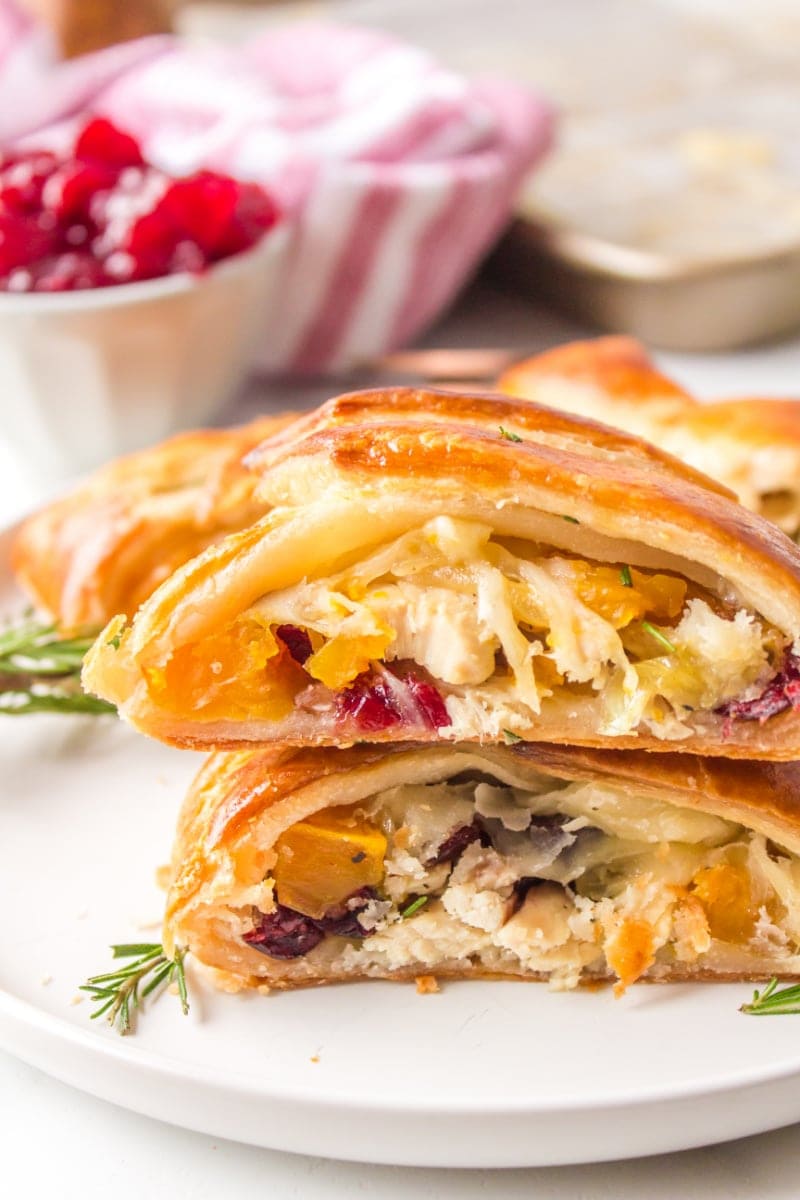 turkey cranberry strudel stacked