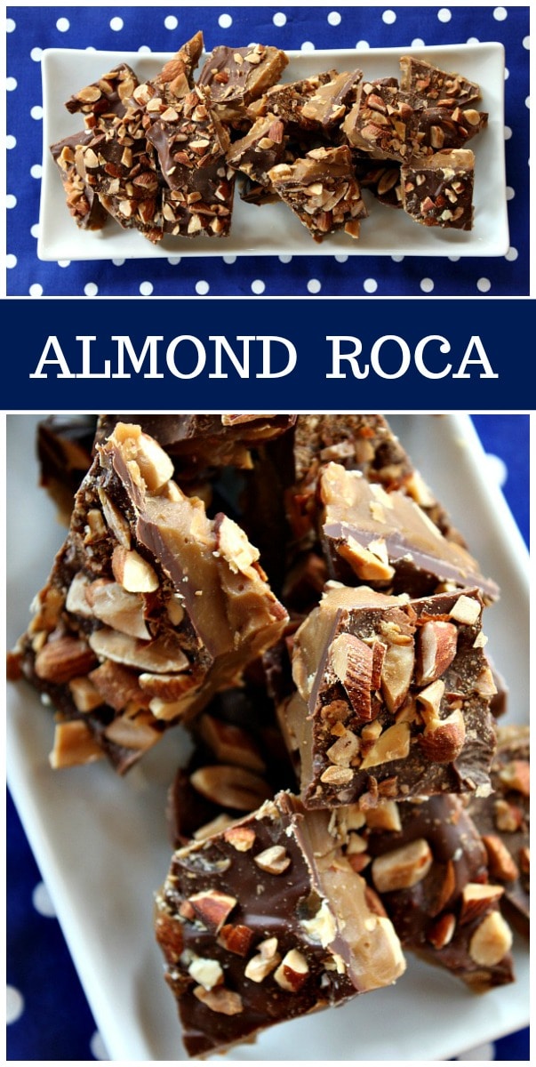 Easy homemade Almond Roca recipe by RecipeGirl.com #almond #roca #almondroca #recipe #candy #RecipeGirl