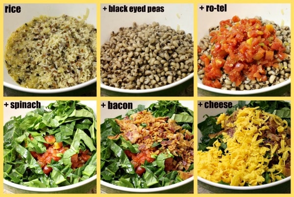 Tex Mex Black Eyed Pea Casserole recipe from RecipeGirl.com #tex #mex #texmex #blackeyedpea #blackeyedpeas #black #eyed #pea #peas #casserole #newyears #newyearsday #lucky #good #luck #goodluck #recipe #RecipeGirl How to Make Black Eyed Pea Casserole