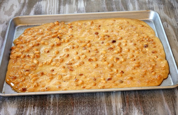 Peanut Brittle on a pan