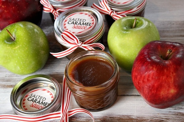 salted caramel sauce and apples