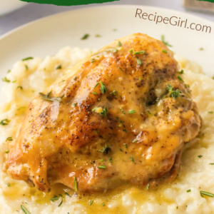 pinterest image for slow cooker garlic chicken