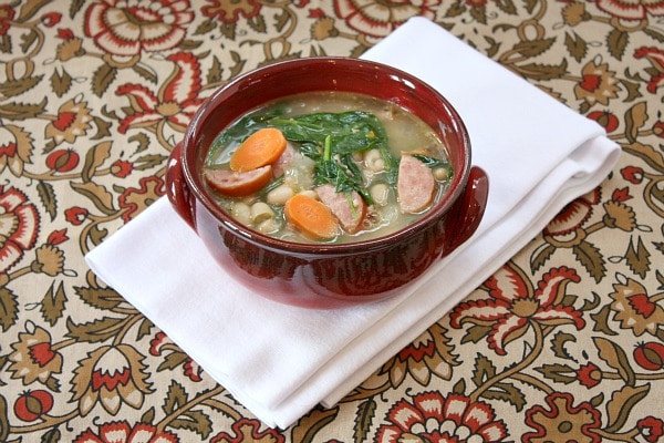 Bowl of Bean and Sausage Soup 