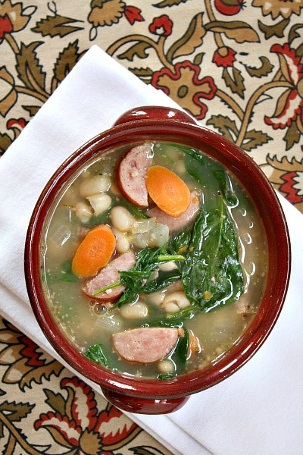 Bowl of Bean and Sausage Soup 