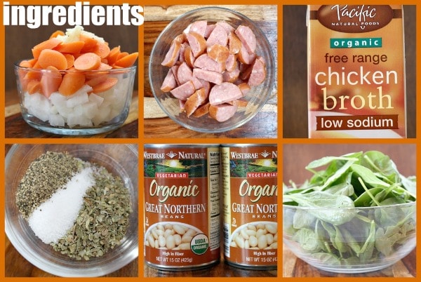 ingredients needed for bean and sausage soup