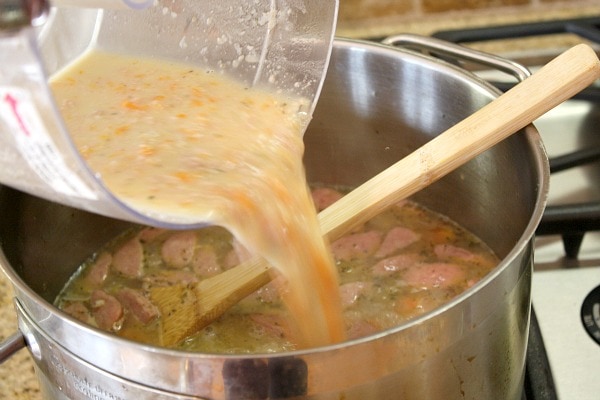 making Bean and Sausage Soup