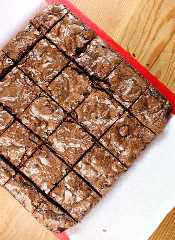 Easy Caramel Brownies recipe from RecipeGirl.com caramel brownies cut into slices