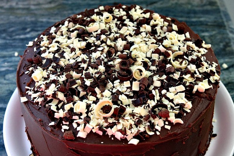 Chocolate Cheesecake Cake with Chocolate Shavings