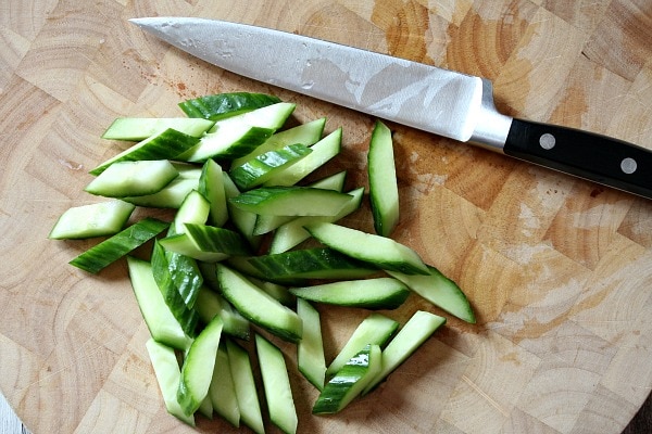 Chopping Cucumbers for Cucumber Salad