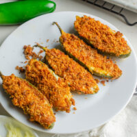 jalapeno poppers on a white plate