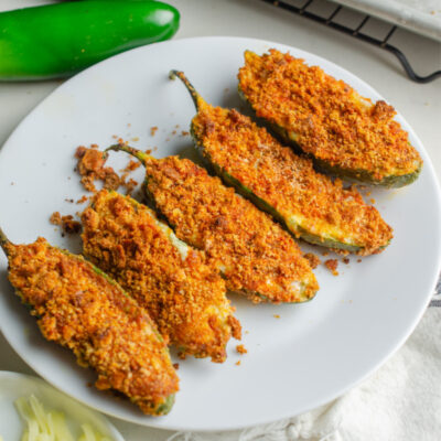 jalapeno poppers on a white plate